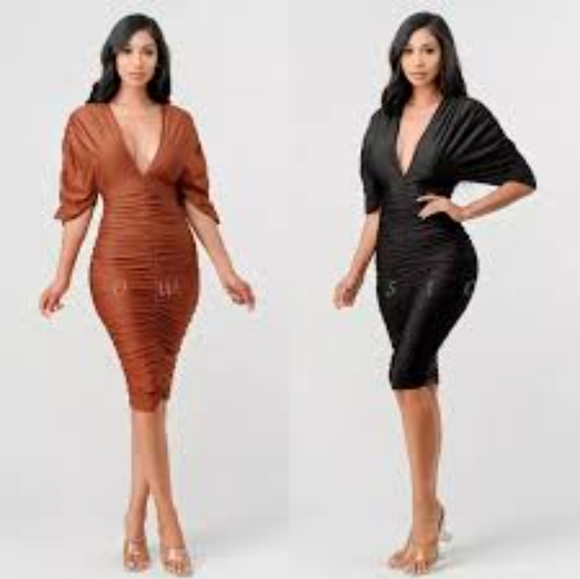 Fashion Nova ruched dress NWT - Picture 2 of 16